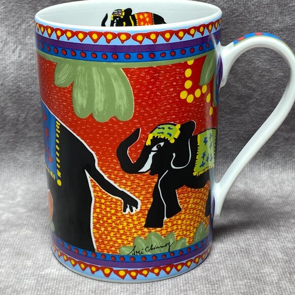 Jharna-Kala Ceramic Mug With Elephant Design By Sri Chinmoy 12oz - Picture 3 of 10